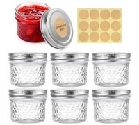 Mason Jar, 6 barattoli per marmellata, 100 ml, con tappo a vite, vasetti a vite con coperchio, piccoli barattoli per gelatina, Overnight Oats, yogurt, cereali, spezie, caramelle