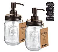 Mason Jar dispenser di sapone - bronzo - antiruggine 304 in acciaio INOX Mason Jar coperchio & pompa - ideale per sapone mani, lozioni, sapone per piatti, sapone liquido, sapone da bagno, Farmhouse