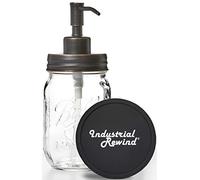 Mason Jar Dispenser di sapone con sottobicchiere antiscivolo, 453,6 g in vetro trasparente con coperchio in bronzo lucidato olio, decorazione rustica per il bagno e la cucina