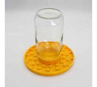 Mason-Jar - Nutrizione per api anti-annegamento con ponte in legno, chiusura di tenuta, vetro trasparente, strumento di alimentazione per la casa e piccoli alveari (giallo)