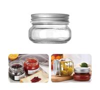 Mason Jars - Barattolo in vetro a bocca larga con coperchi ermetici, per fermentazione, decapaggio, preparazione dei pasti, avena e centrotavola (argento, 150 ml)