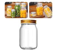 Mason Jars - Barattolo in vetro per fermentazione, decapaggio, preparazione dei pasti, avena e centrotavola durante la notte, da 141,7 a 907,2 g, con coperchio ermetico, colore: oro
