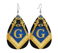 Masonic All-Seeing Eye Emblem Art Orecchini Penzolare Orecchini In Pelle Divertenti Accessori Per Decorazioni Cosplay