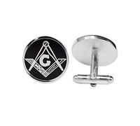 Masonic Exchange argento e nero rotondo gemelli