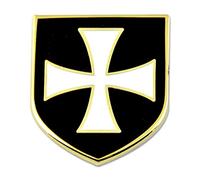 Masonic Exchange Templar Knights Crusader Bianco Croce Nera Shield Massonica Spilla