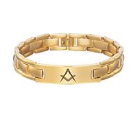 MasonicMan Bracciale massonico da uomo Massoneria, idea regalo per massoni, misura regolabile, oro IP titanio