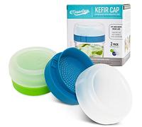 Masontops Coperchio kefir - Coperchi per barattoli di muratore ad ampia apertura - Scolapiatti per cereali di coltivazione viva - Kit per principianti per fermentazione domestica - 2 confezioni