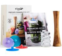 Masontops Kit Fermentazione Completo per Vasetto - Set Fermentazione Facile di Vegetali in Vasetti a Bocca Larga - Attrezzatura Essenziale Fai da Te