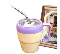 Masoog Caffè Freddo Bicchiere,con Stampa Lettere per Bevande Fredde - Tazza Antigoccia con Cannuccia e Manico per Bevande Calde e Fredde | Per Picnic All'aperto Matrimonio Ristorante Viaggio Cucina