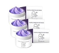 Masque Capillaire À La Kératine Violette, Traitement De Réparation En Profondeur Des Cheveux Abîmés, Hydratation Intense Et Contrôle Des Frisottis, Pour Tous Les Types De Cheveux. (3pcs)