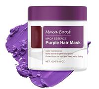 Masque capillaire violet Maca Essence, masque capillaire violet Maca, masque capillaire au collagène, après-shampooing hydratant violet neutralise les tons laiton et jaune pour hydrater (1Pcs)