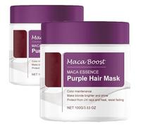 Masque capillaire violet Maca Essence, masque capillaire violet Maca, masque capillaire au collagène, après-shampooing hydratant violet neutralise les tons laiton et jaune pour hydrater (2Pcs)
