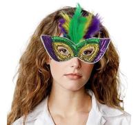Masquerade Maschera, Spettacolo di Trucco a Mezza Faccia di Spettacolo di Trucco sequenziale Verde Viola Dorato
