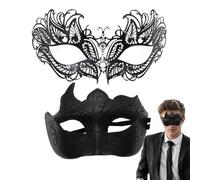 Masquerade Masque Couples - Retro lace blindfold style, elegant costume detailing, dramatic vintage charm | themed party accessory set, stage-ready face cover duo, expressive performance-inspired