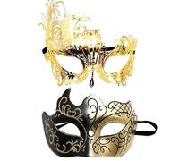 Masquerade Masque Couples - Retro lace blindfold style, elegant costume detailing, dramatic vintage charm | themed party accessory set, stage-ready face cover duo, expressive performance-inspired