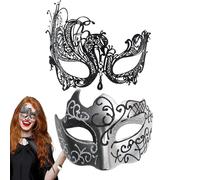 Masquerade Masque Couples - Retro lace blindfold style, elegant costume detailing, dramatic vintage charm | themed party accessory set, stage-ready face cover duo, expressive performance-inspired