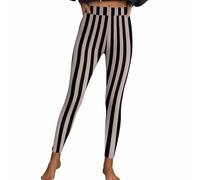 Masrin Leggings sexy da donna per Halloween, a righe, stile gotico, punk, a vita alta, per sport, fitness, aderenti, colore pesca, pantaloni da yoga, pantaloni da lounge
