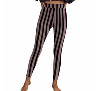 Masrin Leggings sexy da donna per Halloween, a righe, stile gotico, punk, a vita alta, per sport, fitness, aderenti, colore pesca, pantaloni da yoga, pantaloni da lounge