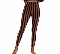 Masrin Leggings sexy da donna per Halloween, a righe, stile gotico, punk, a vita alta, per sport, fitness, aderenti, colore pesca, pantaloni da yoga, pantaloni da lounge