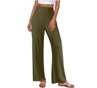 Masrin Pantaloni da casa da donna, in tinta unita, a gamba larga, per il tempo libero, in vita elastica, morbidi e confortevoli, a costine