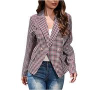 Masrin Petite - Tuta da donna blazer alla moda, motivo a cavalcata del gallo da lavoro, giacca blazer con un bottone, giacca aperta sul davanti, comoda ufficio, abbigliamento da lavoro per matrimonio