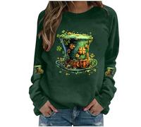 Masrin St Patrick's Day Costume da donna felpa senza cappuccio Irlanda, a maniche lunghe, elegante, motivo leprechaun, per carnevale e feste a tema, Lá Fhéile Pádraig Sona Duit, verde, M