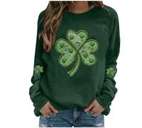 Masrin St Patrik's Day - Felpa da donna, per festa nazionale, motivo leprechaun, a maniche lunghe, per carnevale e feste a tema, Lá Fhéile Pádraig Sona Duit, verde, L