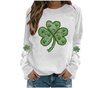 Masrin St Patrik's Day - Felpa da donna, per festa nazionale, motivo leprechaun, a maniche lunghe, per carnevale e feste a tema, Lá Fhéile Pádraig Sona Duit, bianco, XXL