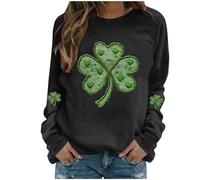 Masrin St Patrik's Day - Felpa da donna, per festa nazionale, motivo leprechaun, a maniche lunghe, per carnevale e feste a tema, Lá Fhéile Pádraig Sona Duit, Nero , L