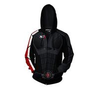 Mass Effect N7 Felpa con Cappuccio e Zip da Uomo S-5Xl, Cosplay Cappotto Maniche Lunghe,Giacca Classica e Casual