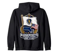 Massachusetts Stands Under One Flag Felpa con Cappuccio