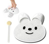 Massage Rabbit Bath Floor Mat, Foot Scrubber in Shower with 43 Non-Slip Suction Cups, Rabbit-Shaped Silicone Foot Brush for Men and Women (White)
