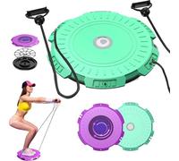 Massage Waist Twisting Board with Pull Rope, Equipped with 2 Tension Rope, Waist Twister for Women Belly Fat, Bidirectional Rotation, for Male and Female Core Train (Green)