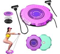 Massage Waist Twisting Board with Pull Rope, Equipped with 2 Tension Rope, Waist Twister for Women Belly Fat, Bidirectional Rotation, for Male and Female Core Train (Purple)