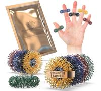 MASSAGEFREUND Set di 14 anelli per agopressione Premium - Novità 2024 - Anelli per massaggio antistress per il rilassamento, massaggio delle dita anti-stress