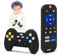 Massaggia Gengive Neonati 0 6 mesi, Dentizione Neonato Giochi 3 6 9 12 Mesi per Neonati Ragazzi e Ragazze Regali, Massaggiagengive Giocattoli Bambini da Masticare in Silicone (Nero+Blu)