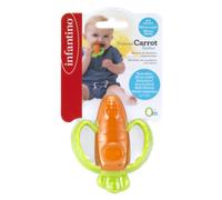 Infantino - Lil' Nibble Teethers - Morso di Carota - Massagia Gengive Neonati - Giochi Dentizione - Morso in Silicone Morbido-Texture - Esplorazione Sensoriale - Maniglie Facili da Tenere - 0 mesi