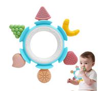 Massaggiagengive Ciuccio per Frutta Neonati Silicone 0 3 4 6 Mesi, Massaggia Gengive Giochi Neonato Educativo, Dentizione Gioco Sensoriale Bambina bambino 1 Anno Regalo Natale Epifania Compleanno, Blu
