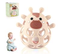 Massaggiagengive in Silicone, Massaggia Gengive Neonati, Anello da Dentizione Giochi Neonato, Giochi Dentizione Neonato Senza BPA Sonaglio Giochi per Bambini da 3-18 Mesi (Marrone Chiaro)