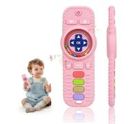Massaggiagengive per bambini, giocattolo telecomando, 1 anello massaggiagengive telecomandato in silicone, senza BPA, stimola e massaggia le gengive dolorose, regali per neonati dai 3 mesi (rosa)