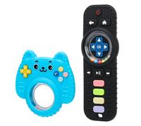 Massaggiagengive per bambini, giocattolo telecomando, 2 massaggiagengive telecomandate in silicone, senza BPA, stimola e massaggia le gengive dolorose, regali per neonati da 3 mesi