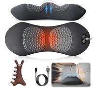 Massaggiatore 3 in 1 per terapia della schiena con calore, massaggiatore a tripla fusione, massaggio a vibrazione, trazione, supporto colonna vertebrale a 26°, contorno ergonomico, per dormire a casa