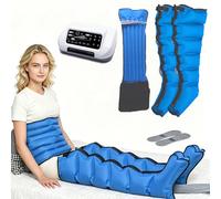 Massaggiatore a 6 camere d'aria per drenaggio linfatico, massaggiatore a compressione per gambe, taglia L, telecomando, complemento per il drenaggio linfatico manuale (blu, L 2 leggings, fascia