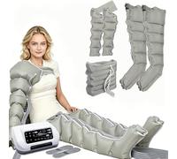 Massaggiatore a 6 camere d'aria per drenaggio linfatico, massaggiatore a compressione per gambe, taglia L, telecomando, complemento per il drenaggio linfatico manuale (grigio, L 2 leggings, fascia