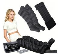 Massaggiatore a 6 camere d'aria per drenaggio linfatico, massaggiatore a compressione per gambe, taglia L, telecomando, complemento per il drenaggio linfatico manuale (nero, XL 2 leggings, fascia