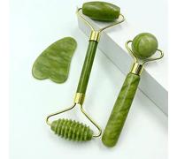 Massaggiatore a rulli di giada for viso corpo schiena massaggio ai piedi rullo lifting facciale antirughe doppia estremità Gua Sha pietra di giada (Color : C)