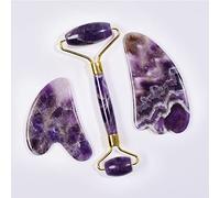 Massaggiatore ametista Rullo facciale in pietra naturale Set di strumenti Gua Sha Massaggio raschiante con cristalli, 3 pezzi decorazione della stanza (Color : 3 Pcs)