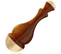Massaggiatore ayurvedico 2 in 1 Kansa Wand Face Acupoint per disintossicazione e rilassamento profondo, manico in legno di teak (naturale-5)