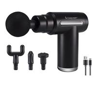BEPER P302MAS002 Massaggiatore a percussione, 30W, Pistola per massaggio ricaricabile, 4 Testine intercambiabili, 6 Livelli di intensità, Nero