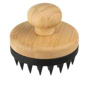 Massaggiatore Capelli Legno e Silicone Morbido Color Nero Shampoo a Secco Spazzola Capelli Ricci e Lisci Scalp Massager Rilassante Esfoliante Testa per Stimolare la Crescita del Cuoio Capelluto